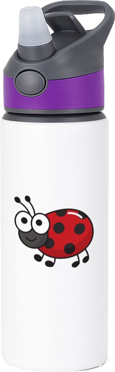 Hacebo® - Lieveheersbeestje waterfles met rietje paars - Insecten - Dieren liefhebbers - Dieren - koekendiefje - water fles - 650ML
