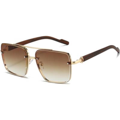 Lunettes de soleil carrées style vintage élégant en métal pour femmes Design original Lunettes de soleil de conduite Lunettes de pilote à double pont Vision Wear UV400 1PC