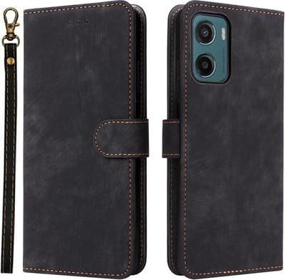 Coverup Hoesje - Geschikt voor Motorola Moto G05 / E15 Hoesje - Coverup Book Case met Koord - Zwart
