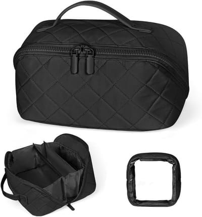 Make-up Tas voor Vrouwen, Cosmetica Organizer, Draagbare Toilettas met Grote Capaciteit en Doorzichtige Compartimenten, Ideaal voor Reizen en Dagelijks Gebruik (Zwart)
