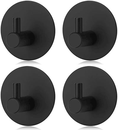 4 Stuks Handdoekhaakjes - set zelfklevend Handdoekhouders voor badkamer en keuken - RVS Mat Zwart