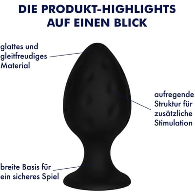 Gestructureerde siliconen anaalplug, 5,8 cm