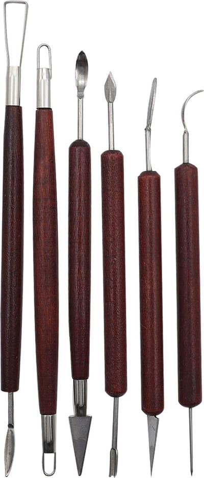ArtJo 6-delige Klei Gereedschap Pottenbakken Boetseren Boetseer Set - Beeldhouwen - Boetseergereedschap -Mirettes - Keramiek/Polymeer/Boetseerklei - Modelleer - Kleigereedschap