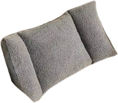 Ergonomisch 3-Segment Fleece Lendenkussen Rugkussen – Comfortabele Rugsteun voor Thuis, Auto en Kantoor, Lendesteun Kussen - Lichtgrijs