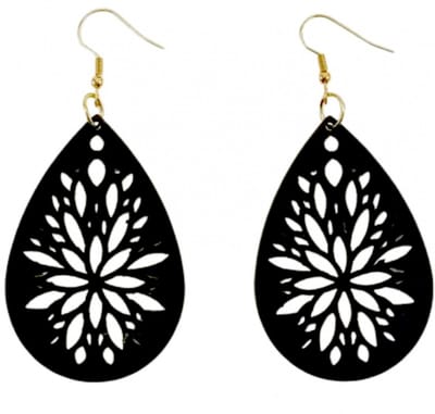 Zilveren -houten -zwarte -oorbellen- goudkleurig- Charme Bijoux