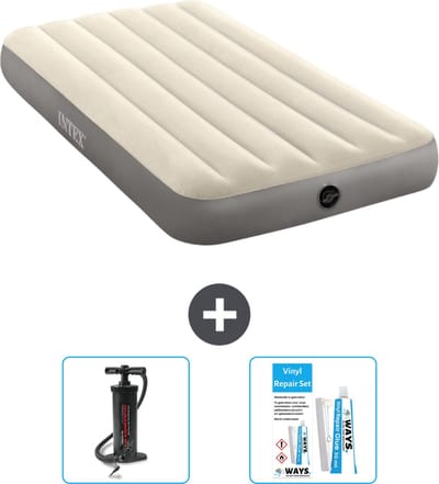 Intex Luchtbed - 1-Persoons - 99 x 191 x 25 cm - Beige - Inclusief Pomp en Reparatieset