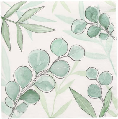10x 20 Servetten 3-laags 1/4 vouw 33 cm x 33 cm Eucalyptus Twigs