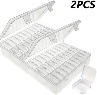 Kralenorganizerdoos - Kleine Kralen Organizers en Plastic Opbergdozen - Transparante Opbergdoos met Deksel (2 X Grote Opbergdoos, 60 X Kleine Doos)