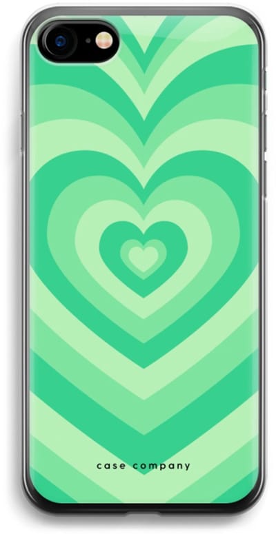 Case Company® - Hoesje geschikt voor iPhone 7 hoesje - Hart Groen - Soft Cover Telefoonhoesje - Bescherming aan alle Kanten en Schermrand