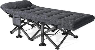 Campingbed Volwassenen - Opklapbed Reizen - Buiten Ontspannen - Geen Montage Nodig - 150 kg Draagkracht - Zwart