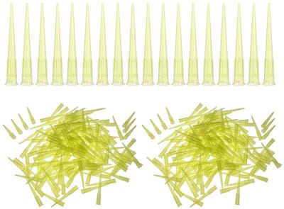 Pack van 1000 Laboratoriumtips, 200 μL, Universele Plastic Pipette Tips voor Vloeistoffen, Geel Transparant, Perfect voor Precisie Pipetteren