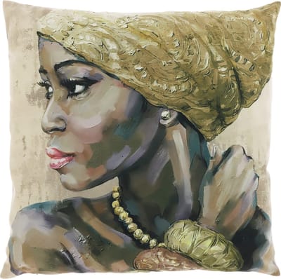 Unique Living Sierkussen Siwa - Polyester - Beige/Bruin - 45 x 45 x 0 cm (BxHxD)