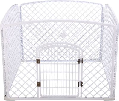 Topmast Kunststof Puppyren - 100 x 100 x 75 cm Hoog - Wit - Eenvoudige Montage - Voor Puppy's