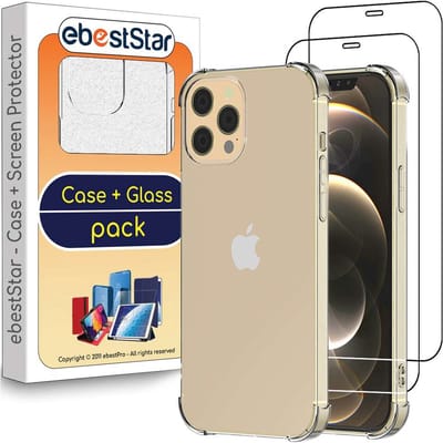 ebestStar - Hoes geschikt voor iPhone 12 Pro Max Apple, Silicone Slim Cover Case, Versterkte Hoeken en Randen hoesje, Transparant + Gehard Glas x2