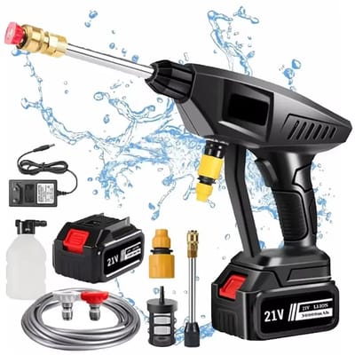 MakkelijkMooi Draadloze Hogedrukreiniger 30000Ah - 60 Bar - Waterspuit - Ultralicht & Handzaam - 90 Min Werktijd - Incl. Accu + Oplader - Voor Auto, Fiets & Terras