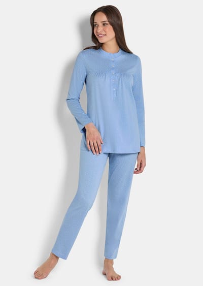 Pyjama van zuiver katoen - lichtblauw / wit / gedess. - Gr. 19 van Goldner Fashion