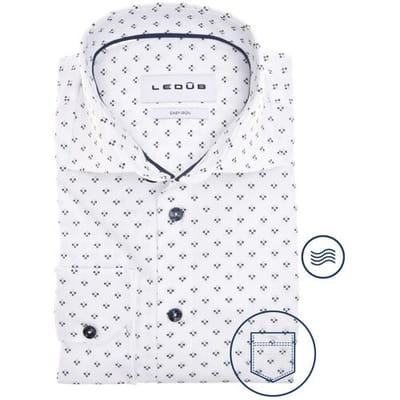 Ledûb Overhemd White Canvas Graphic Shirt Wit-Blauw / male