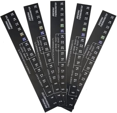 Dailygoods- Brouwband 5 Stuks - Zelfklevende Thermometer - LCD Temperatuurweergave - Voor Bier/Wijn - Eenvoudig te Bevestigen - Nauwkeurige Temperatuurmeting - Thermometerstrip