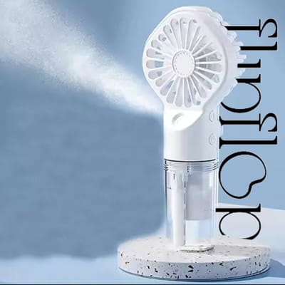 FLIPFLOP CLUB Mistventilator - Maakt huid vochtig en verkoelt - Ventilator met sproeifunctie - Stille handventilator met sproeier - Draagbaar - Airco Verkoeling - USB Ventilator - Draadloos - Mini Fan - Zomer - Waaier festival - Mist - Spray - Water