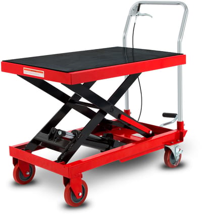 EBERTH Palletwagen Heftafel Schaarheftafel Hydraulische heftafel Draagvermogen 500 kg (staal, robuuste en geluidsarme wielen, tafel 820 x 520 mm, hefhoogte 295-780 mm, rem, hefpedaal, daalhendel, antislip)