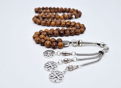 Handgemaakte tesbih "Tasbih" natuursteen "Jaspis van olifantenhuid" - Aantal kralen 99 - Diameter kralen 8MM - met metaal tassel "Arabesk" - Een mooi cadeau-idee