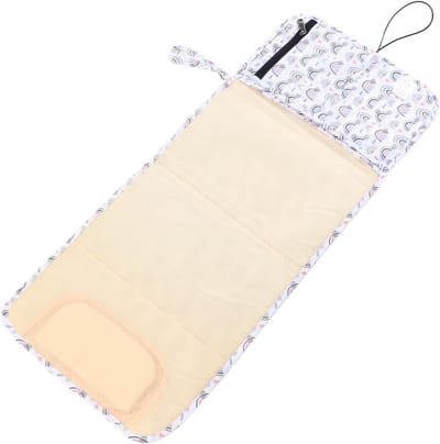 Draagbaar Babyverschoonkussen - Luierkussen Reis - Comfortabel Luiers Verwisselen - Waterdicht Nylon Materiaal - 80 x 21 cm - Witte Regenboog