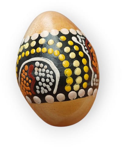 Floz Design houten schudei - maracas muziekei - relief in stippenpatroon, glijdt niet uit je hand - fairtrade uit Thailand - bestseller schoencadeau voor jong en oud