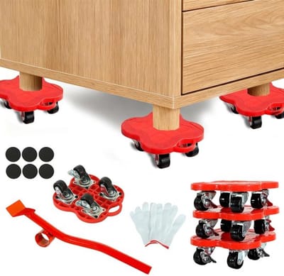 Meubelwielen 500 kg capaciteit - Zwenkwielen - Meubelroller - Antislip - Remwielen - Verstelbare hoogte 2.8 cm - Meubelrollen