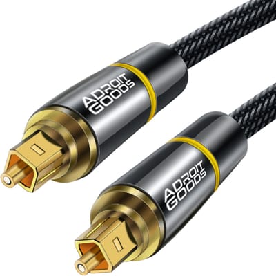 AdroitGoods Toslink kabel - 1 meter - SPDIF - Toslink - Verguld - Toslink Kabel Dolby 5.1 - TV / DVD / CD Soundbars /DAT / PS4 / AV Receivers
