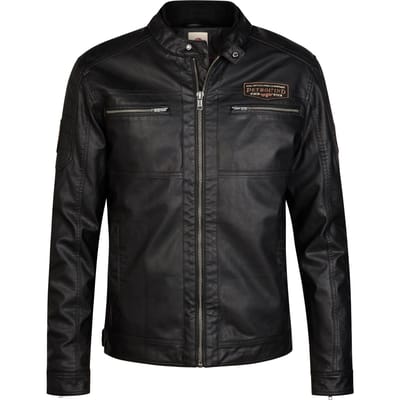 Petrol Industries - Heren Doorgestikt PU racer jack steeljunction - Zwart - Maat L