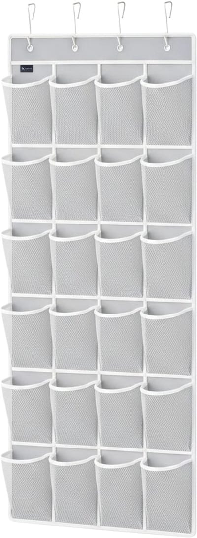 Schoenenkast Hangend - Schoenenzak 24 vakken - Opbergen van Schoenen aan Deur - Schoenenzak Grijs - Oplossing voor rondslingerende schoenen - Hoogwaardige Schoenenkast