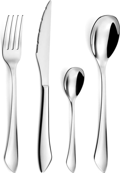 JGS ® Elegant Bestekset voor 6 Personen met Hoogwaardige Roestvrijstalen Afwerking, 24-delig