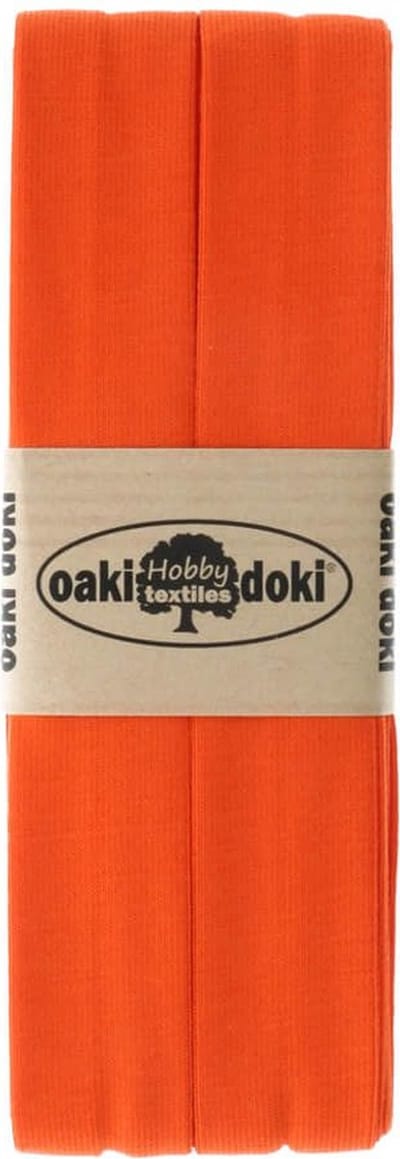 Oaki Doki Jersey Tricot Biaisband 20mm – 3 Meter – Feloranje 934 – Elastisch Afwerkingslint voor Stretchstoffen