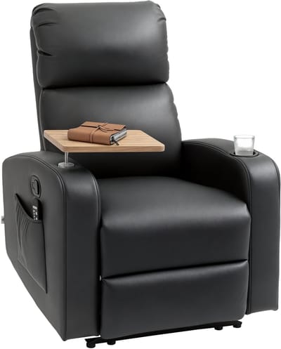 HOMCOM-Massagesessel-Stahl, Mikrofaserstoff-77L x 93B x 105H cm-Schwarz