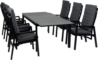 7-delige tuinset | 6 verstelbare Berlijn stoelen | Uitschuifbare tuintafel Mallorca 180/240x100 cm