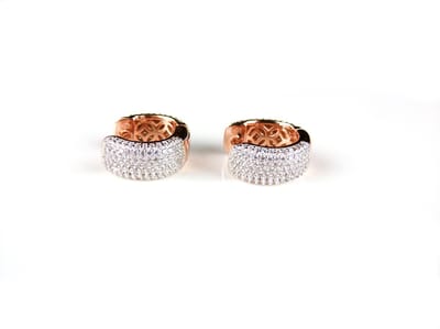 Zilveren oorringen oorbellen roos goud verguld gezet met cubic zirconia