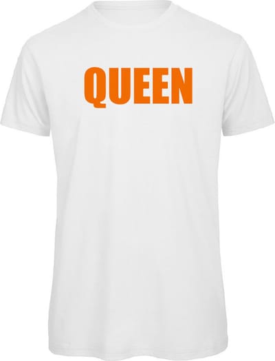 T-shirt wit XL - Queen - soBAD. - Koningsdag - Oranje shirt dames - Oranje shirt heren - Unisex - Regular fit