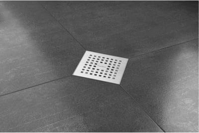 Easy Drain Aqua Quattro vloerput met ABS afwerkdeel RVS rooster en onderuitlaat 15x15cm inbouwdiepte 101/139mm waterslot 50mm