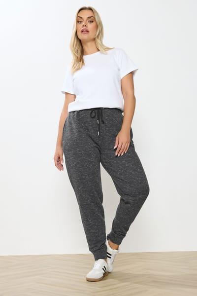 Yours Charcoal Grey Marl Joggingbroek Met Omslag Size 46