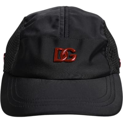 Dolce & Gabbana Zwarte Nylon DG Logo 6 Panelen Baseballpet