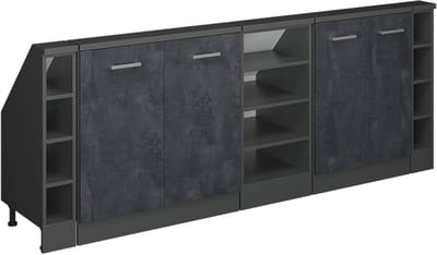 Vicco R-Line Keukenkast voor schuine wand – 210 cm Set van 5 Zwart beton/antraciet