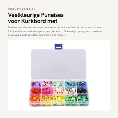 Dailygoods- Punaises Multifunctioneel - Duimspijkers - Kurk Prikbord - Decoratieve Spelden - 15 Kleuren - Doorzichtige Opbergdoos - Pushpins