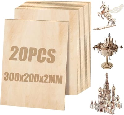 Set van 20 Houten Platen van 2mm, Lindenhout 300 x 200mm voor Lasersnijden, Modelbouw en Creatieve DIY Decoratie