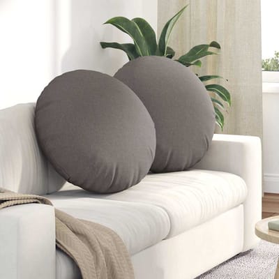 vidaXL - Zitkussens - 2 - st - Stof - Taupe - Ø60 - x - 21 - cm