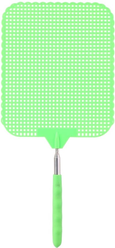 Uitschuifbare Vliegenmepper - groen - van 34 naar 76 cm - metaal/kunststof - lang