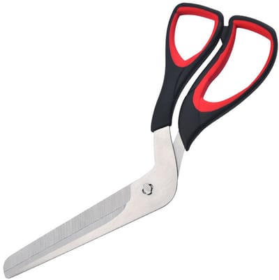 TOVBMUP Pizzaschaar - Scherp - Metalen mes van voedingskwaliteit - Zachte grip - Pizzasnijder - Multifunctionele keukenschaar - 27 cm - Zwart en rood