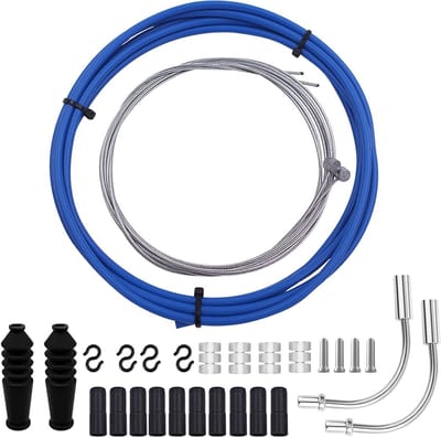 Complete Remkabelset voor Fietsen - Remkabels voor Mountainbikes en Remhendel Huis - Vervangingskit voor Fietsremmen (Blauw)