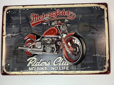 Metalen motor wandbord “No bike, no life”
