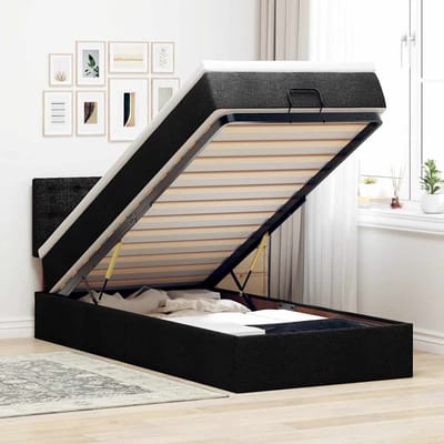 vidaXL - Bed - met - matras - 100x200 - cm - stof - zwart