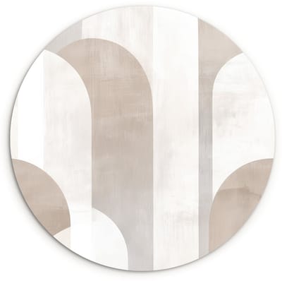 WallCircle® Wandcirkel 120x120 cm - Muurcirkel Abstracte bogen - Modern - Beige - Muurdecoratie woonkamer - Wanddecoratie slaapkamer - Kamer decoratie accessoires - Ronde schilderijen XXL